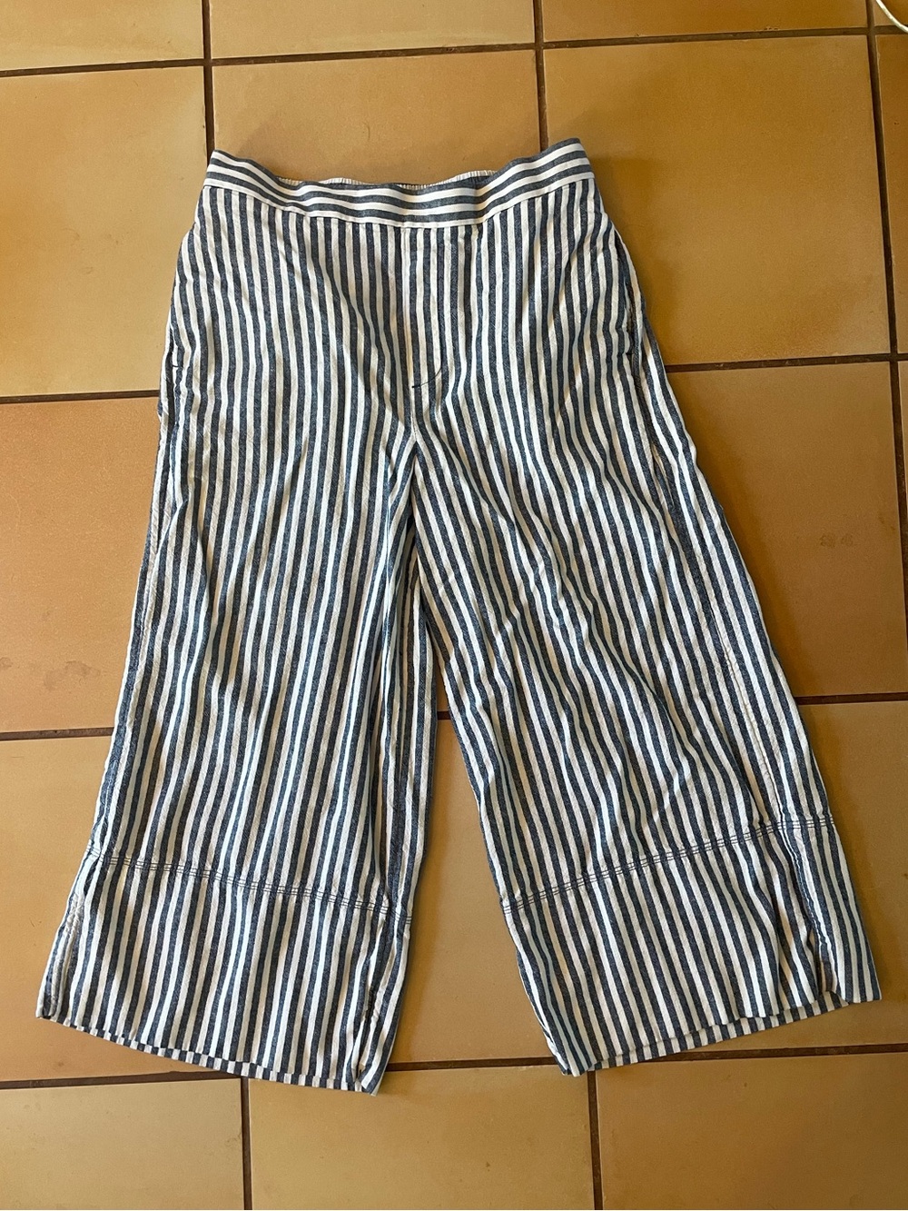 Women’s Banana Republic Striped Wide-Leg Bottoms in Navy and White